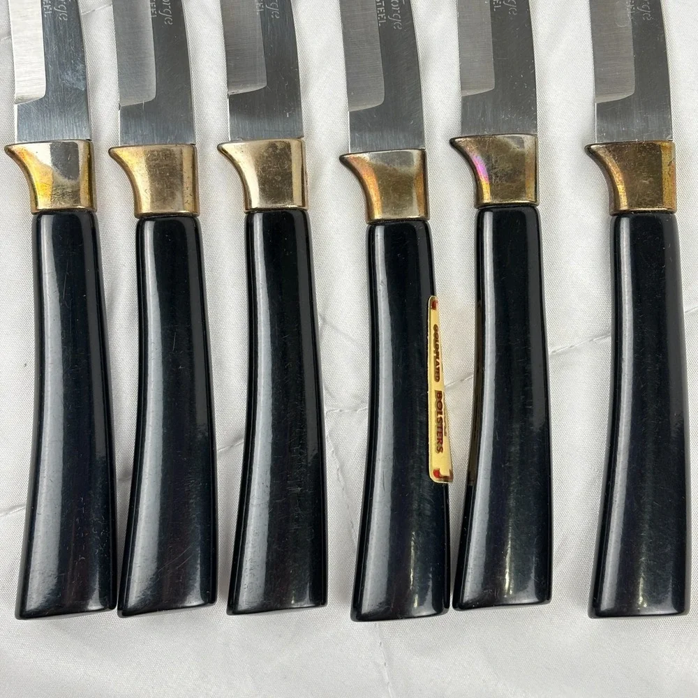 Vintage Washington Forge Steak Knife Carving Set 24K Gold Plated‎ Boxed MCM